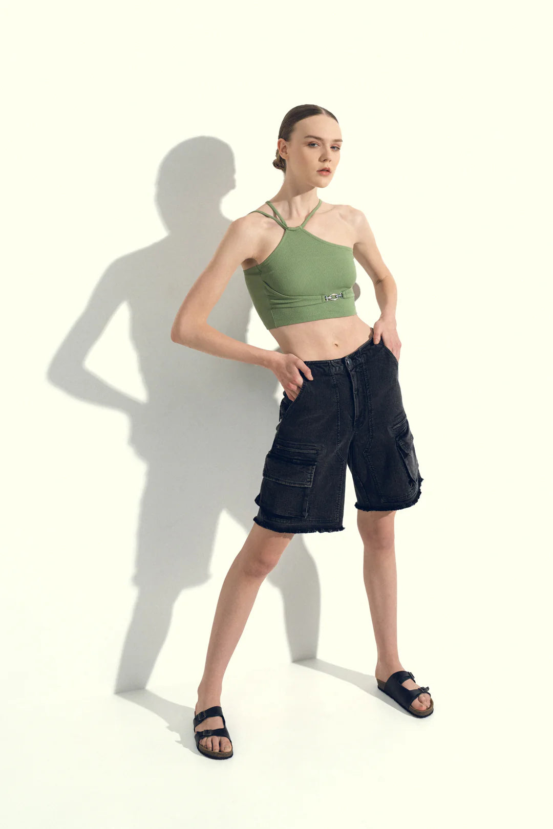 SAGE GREEN STRAPPY CROP TOP