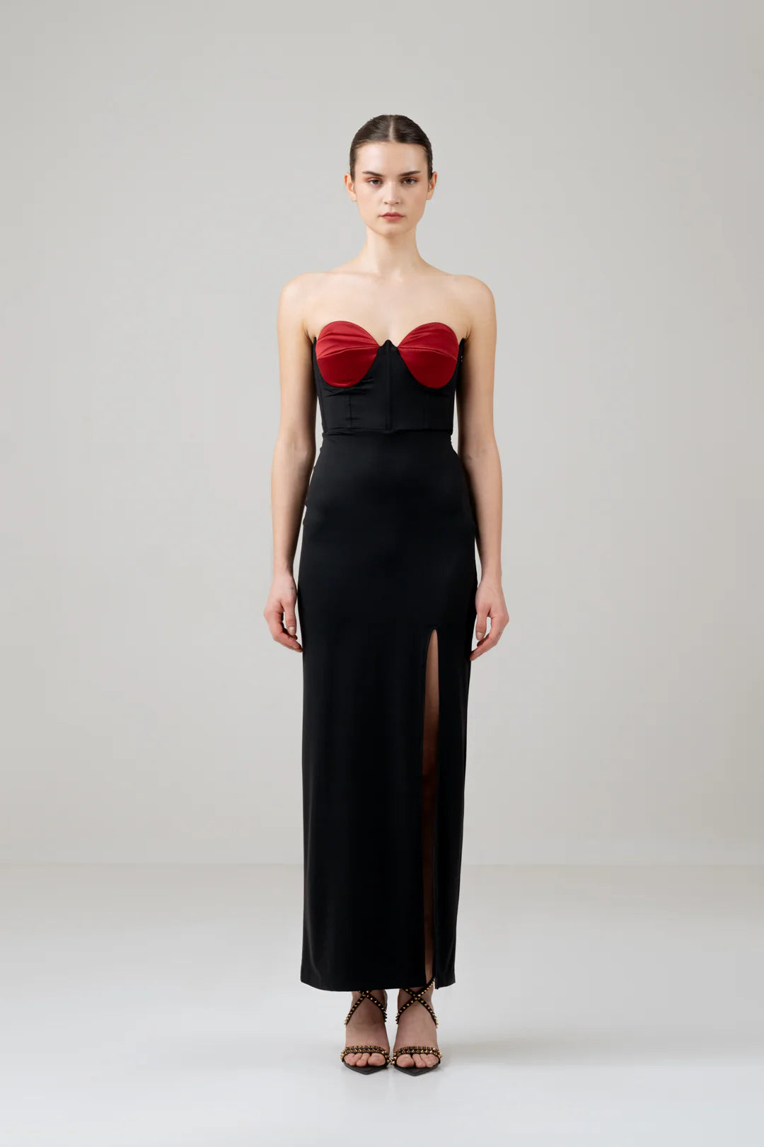 LOVE BUSTIER CORSET DRESS WITH FRONT SLIT