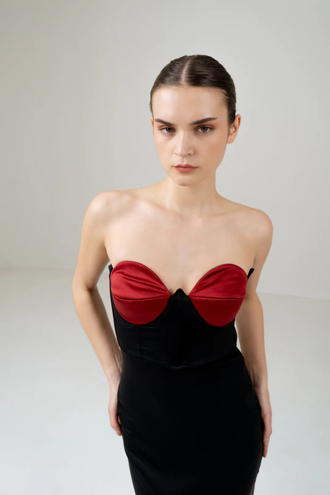 LOVE BUSTIER CORSET DRESS WITH FRONT SLIT