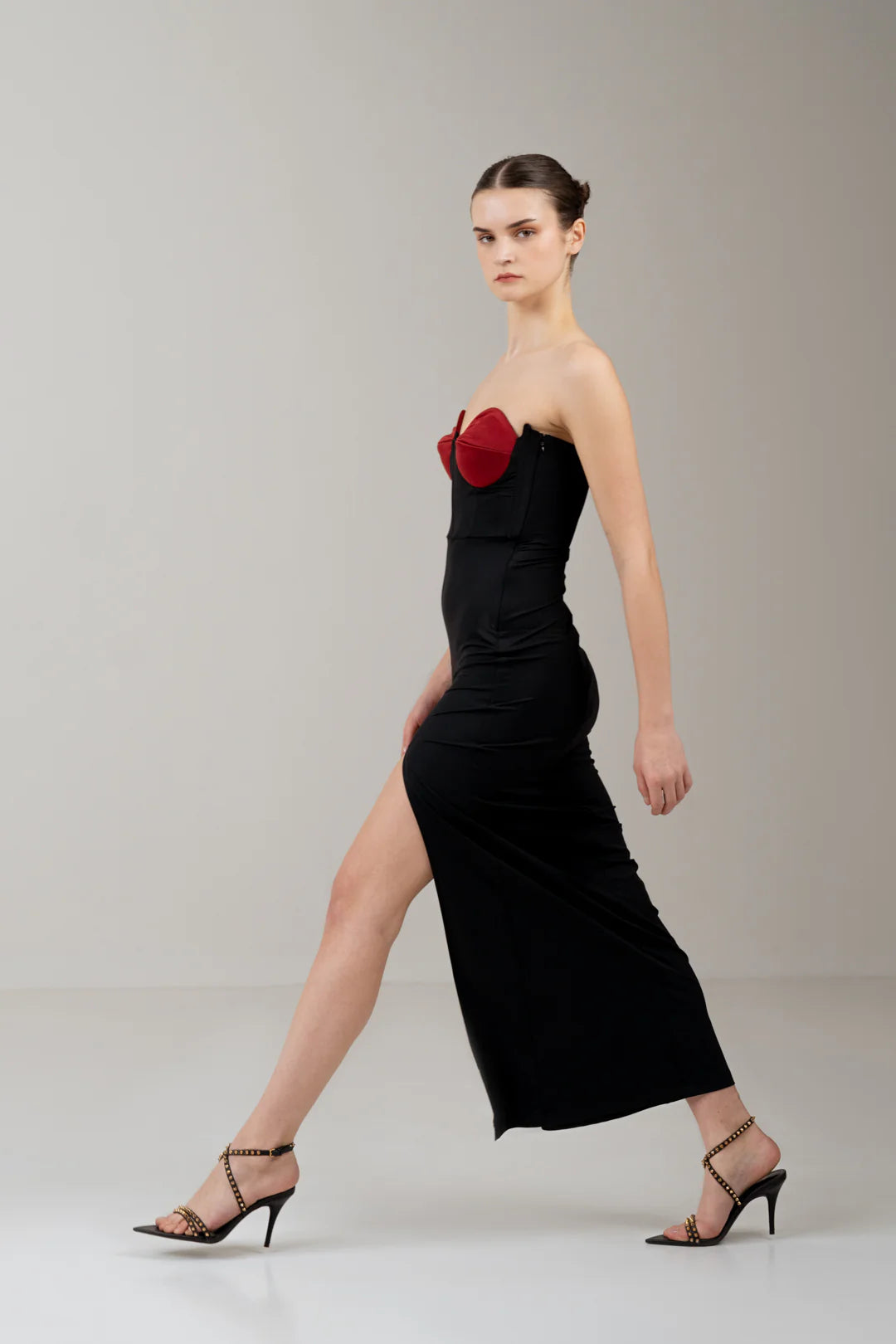 LOVE BUSTIER CORSET DRESS WITH FRONT SLIT