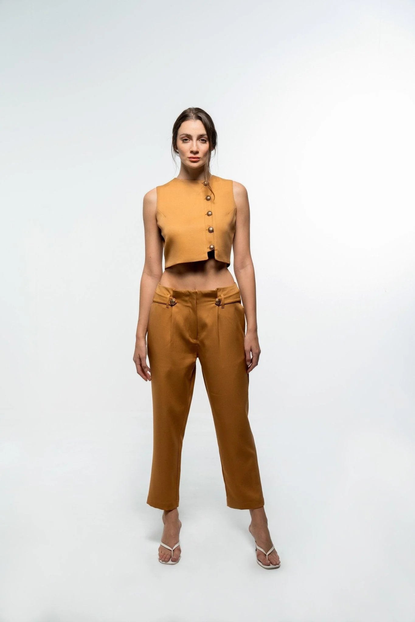 BROWN FORMAL TOP AND PANT CO-ORD SET