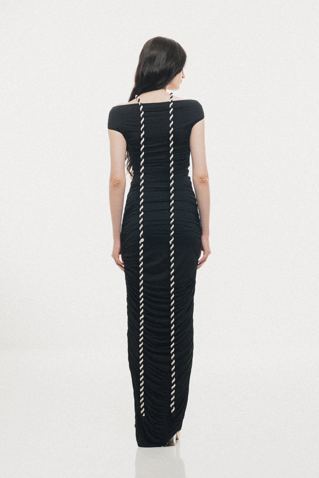 OFF-SHOULDER MAXI DRESS WITH ROPE & RING DETAIL
