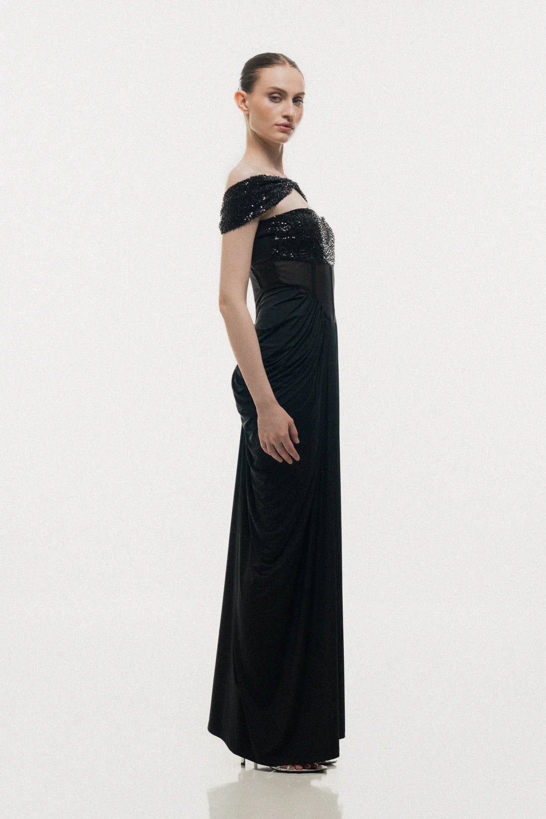 OFF-SHOULDER CORSET DRESS