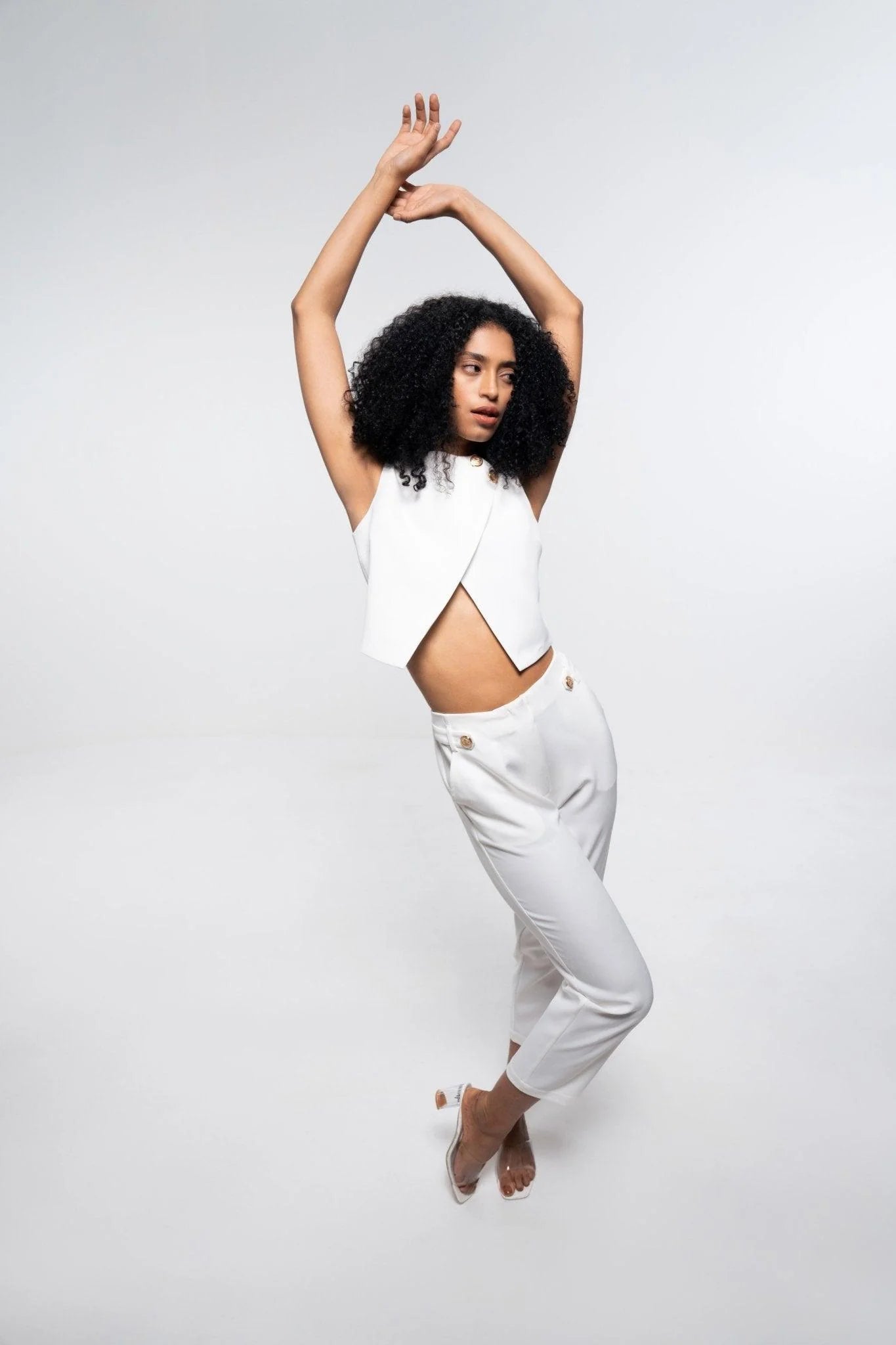 FORMAL WHITE TOP AND PANT CO-ORD SET