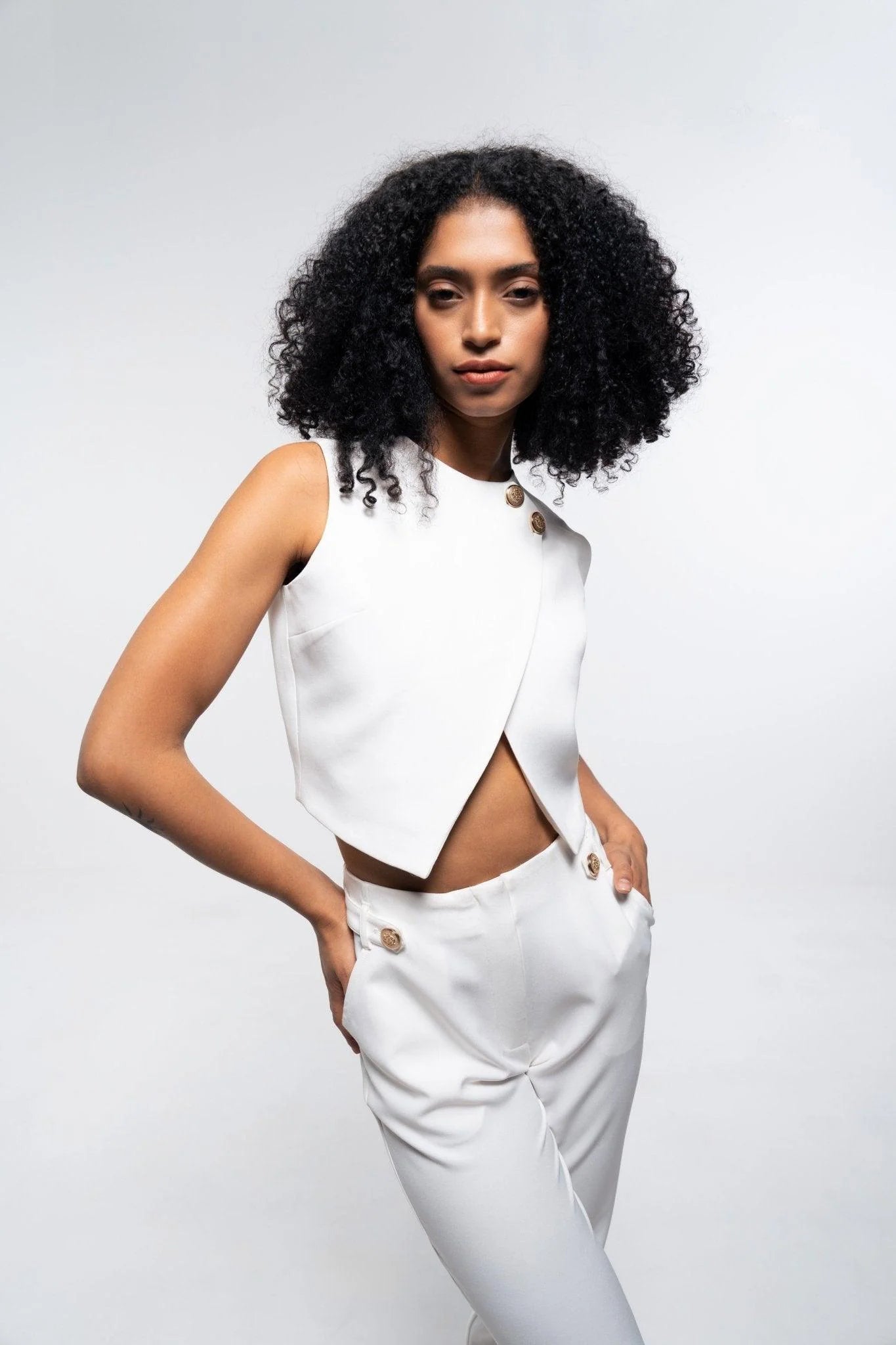 FORMAL WHITE TOP AND PANT CO-ORD SET