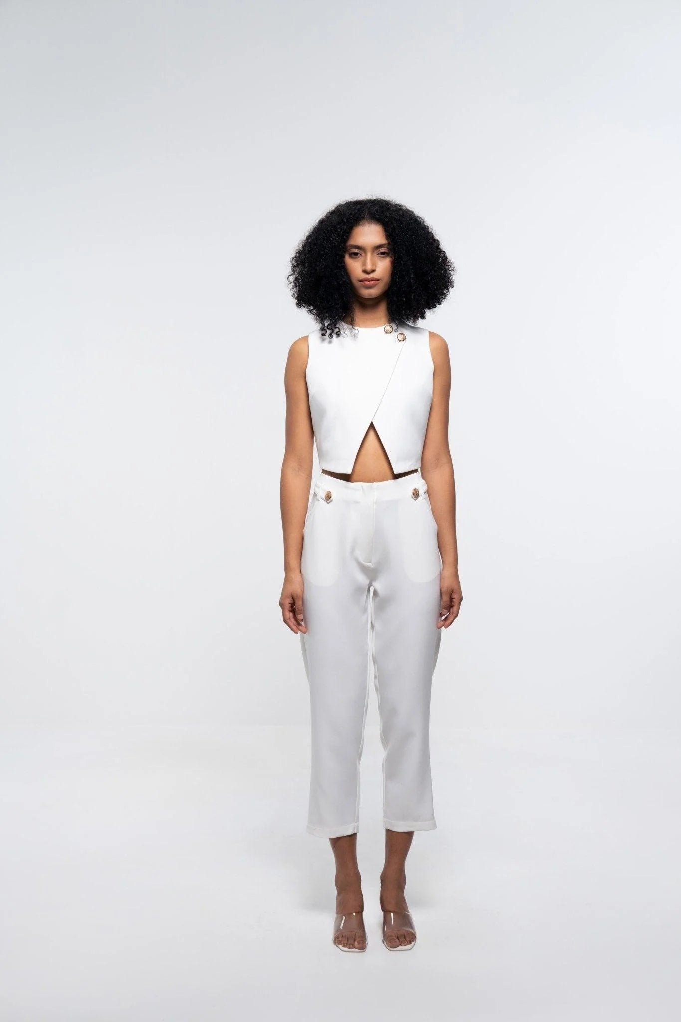 FORMAL WHITE TOP AND PANT CO-ORD SET