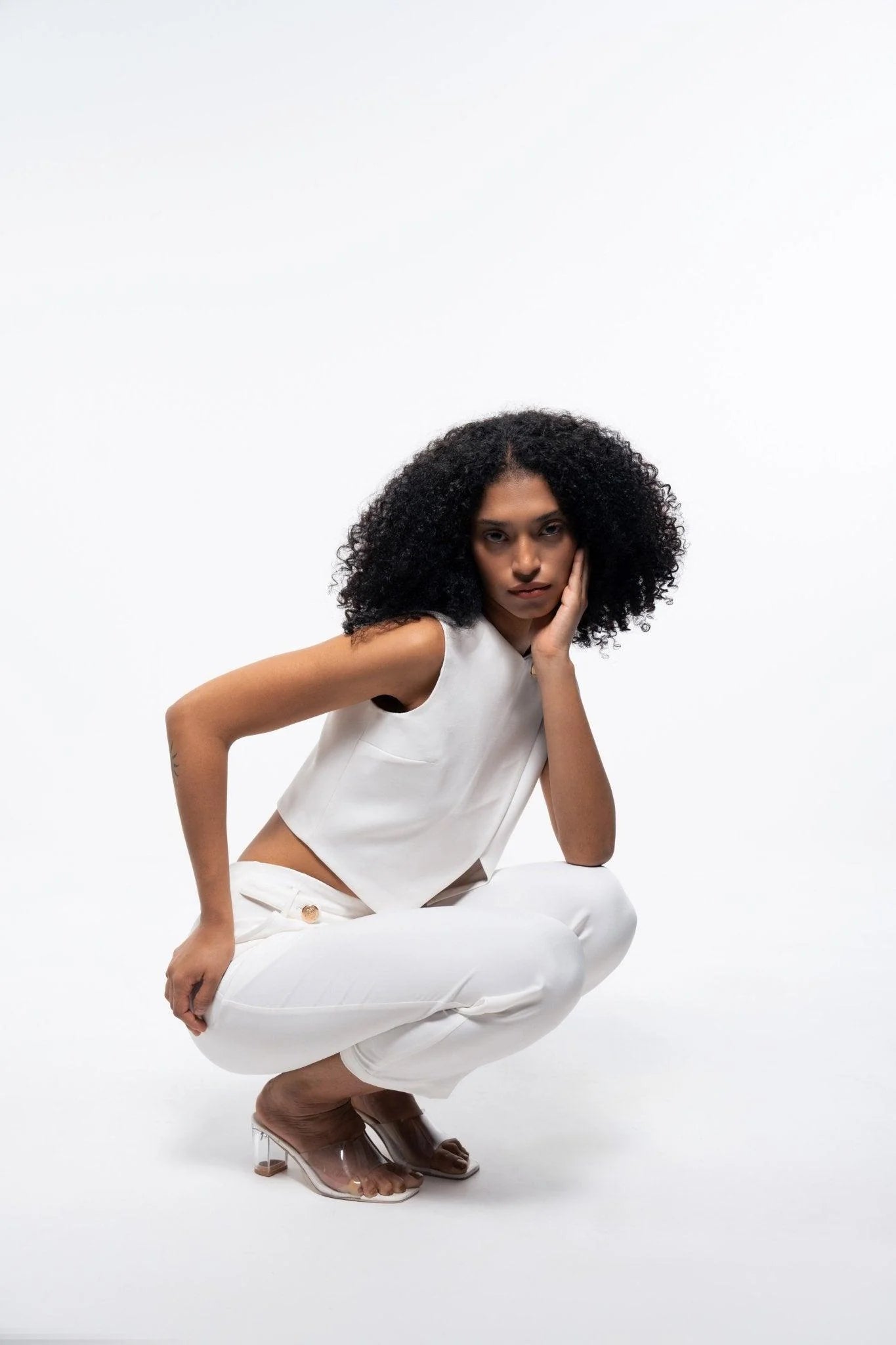 FORMAL WHITE TOP AND PANT CO-ORD SET