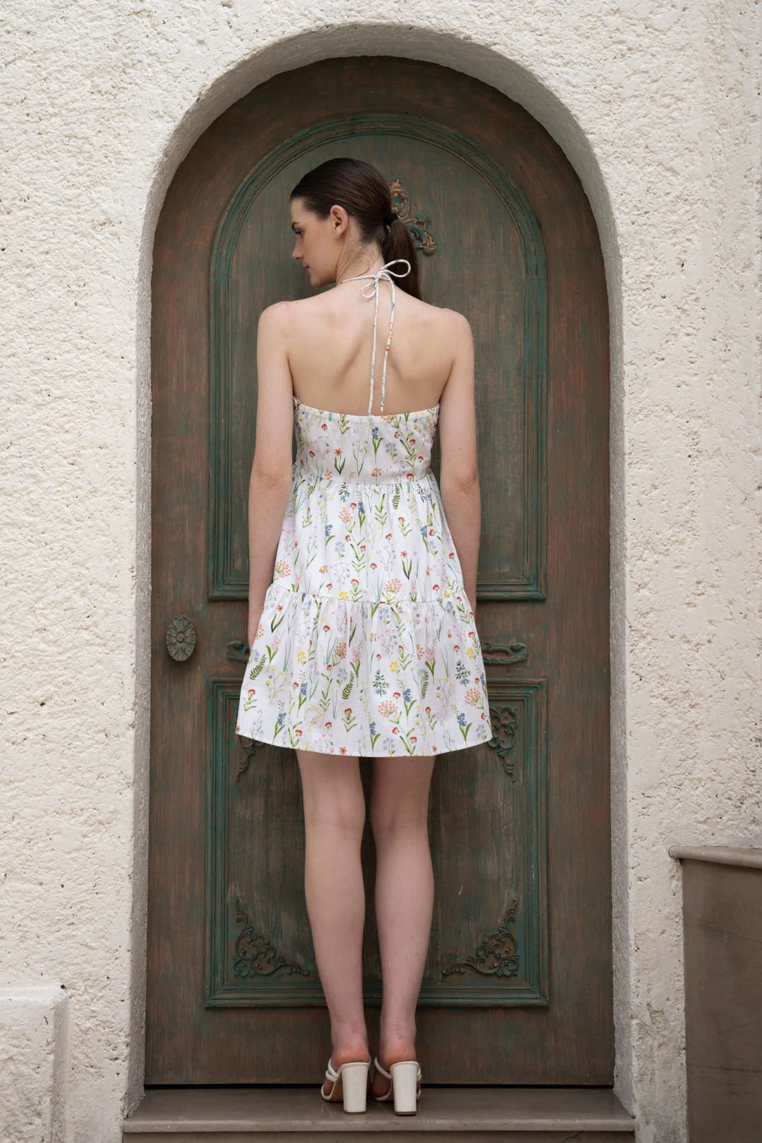 FLORAL HALTER NECK MINI DRESS