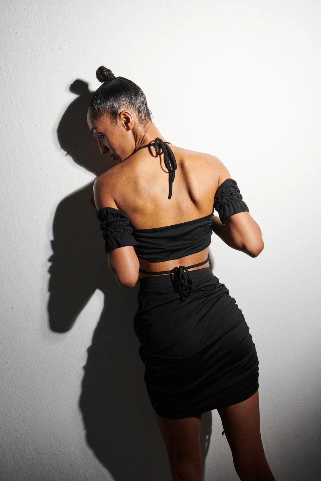 Black Ruched Crop Top