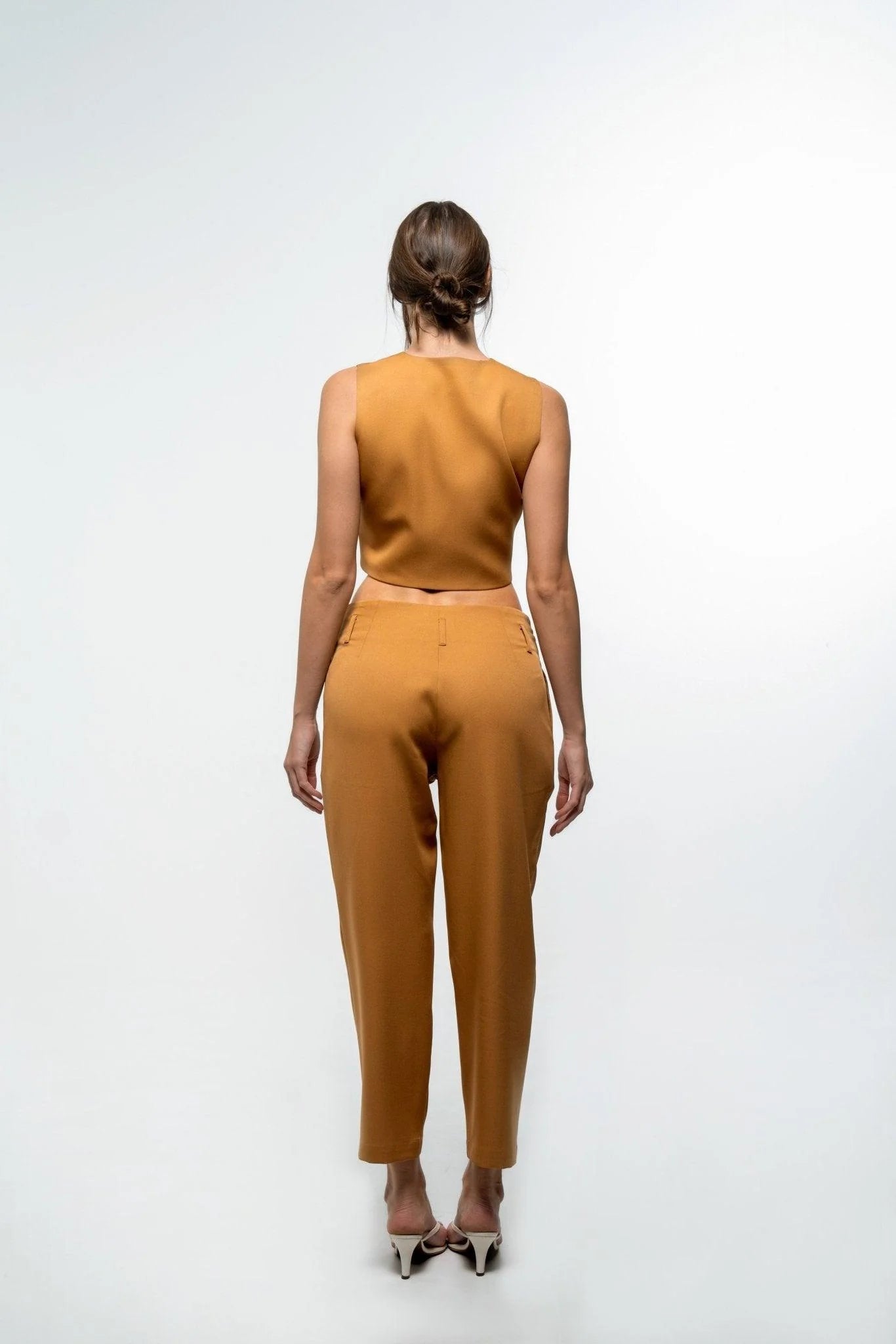BROWN FORMAL TOP AND PANT CO-ORD SET