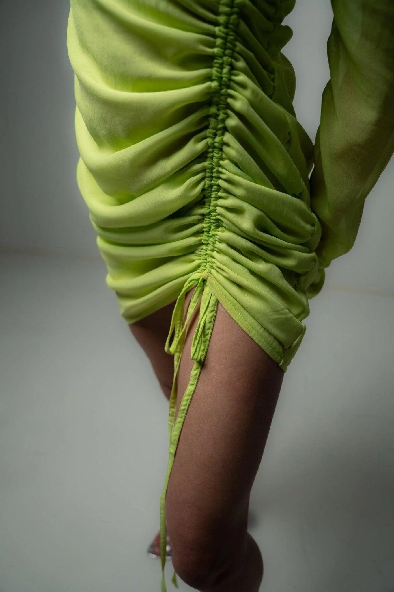 Neon Green Ruched Mini Dress
