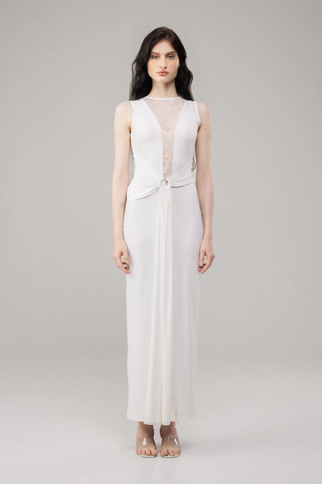WHITE LACE BODYCON MAXI DRESS
