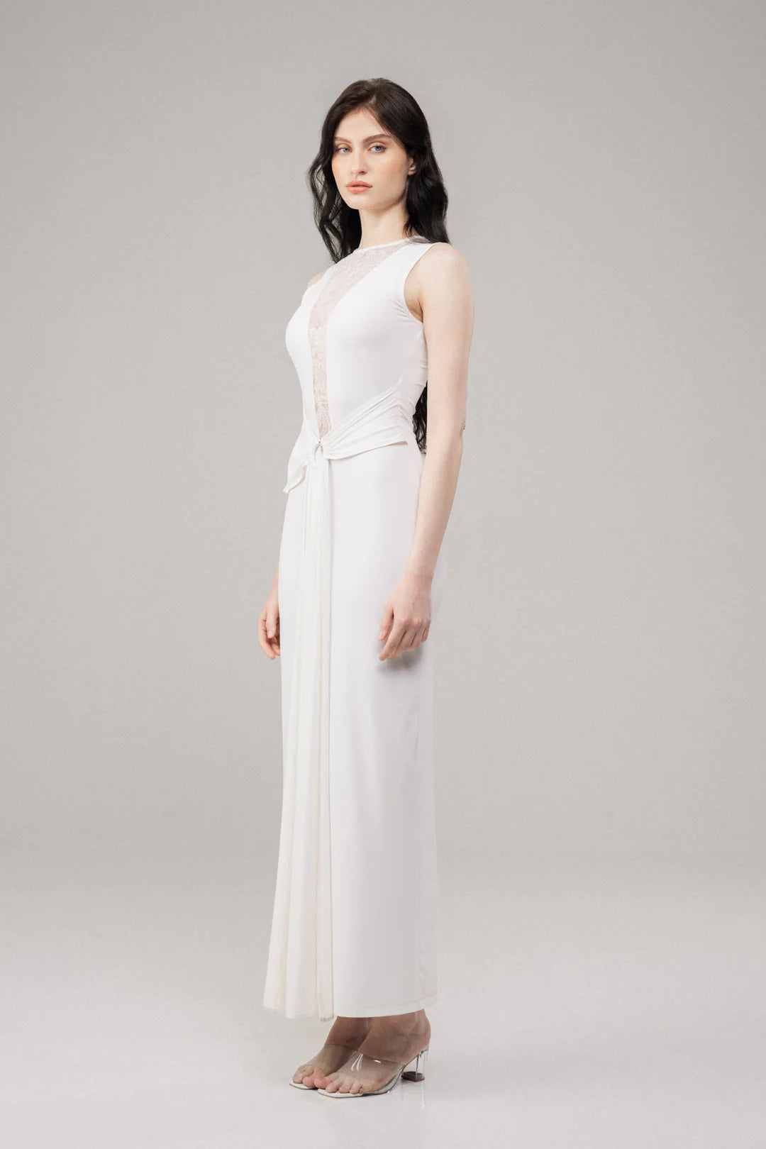 WHITE LACE BODYCON MAXI DRESS