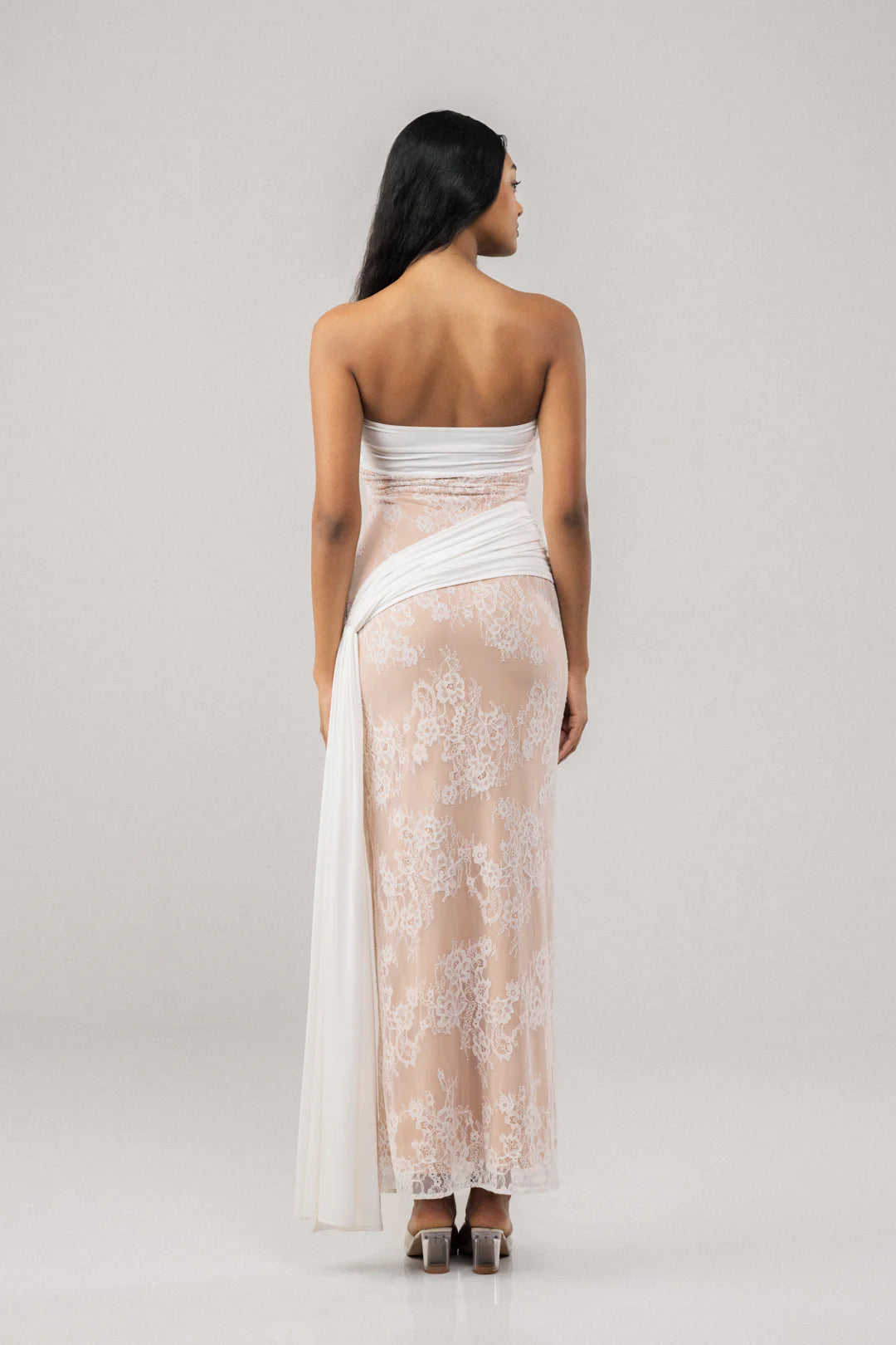 WHITE LACE BODYCON MAXI DRESS