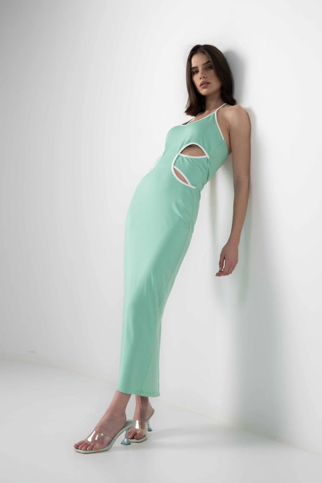 STRIKING AQUA CUTOUT DRESS
