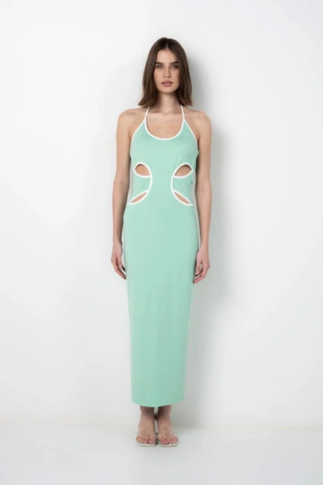STRIKING AQUA CUTOUT DRESS