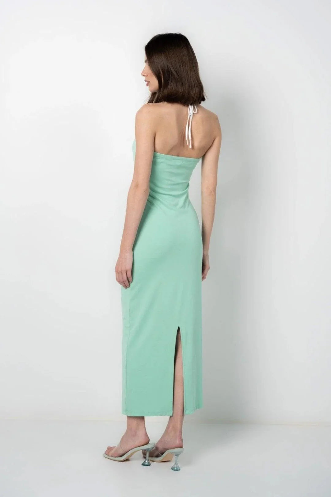 STRIKING AQUA CUTOUT DRESS