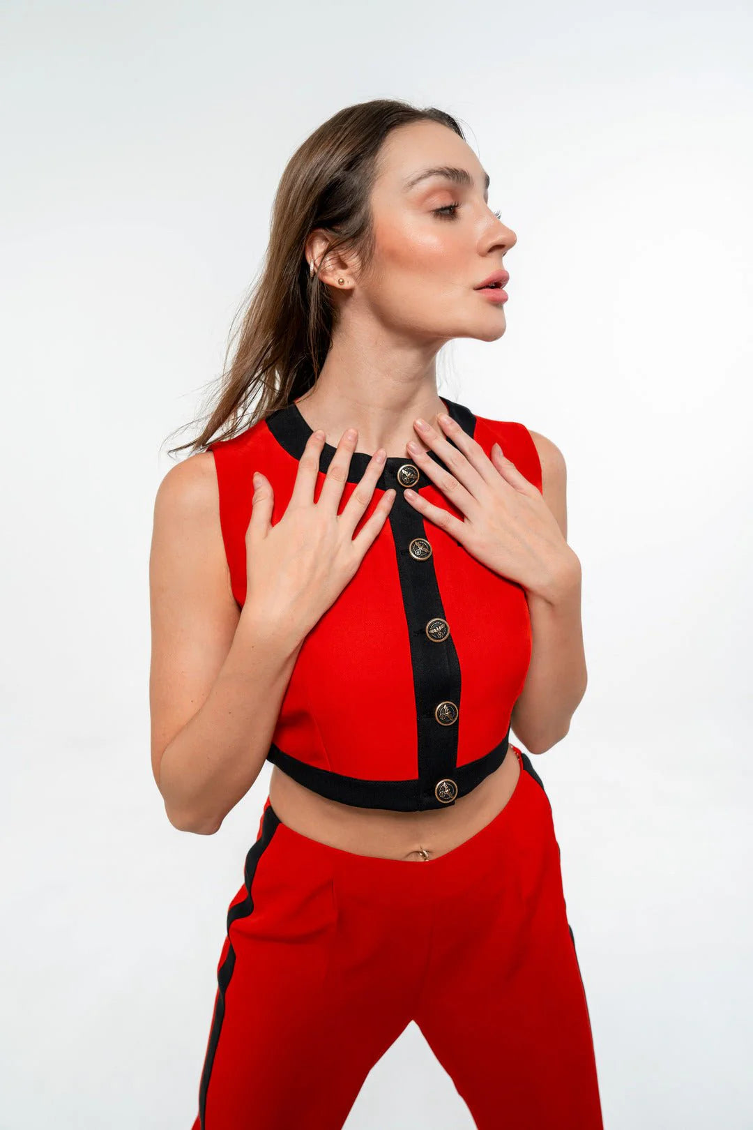 FORMAL RED TOP AND PANT CO-ORD SET