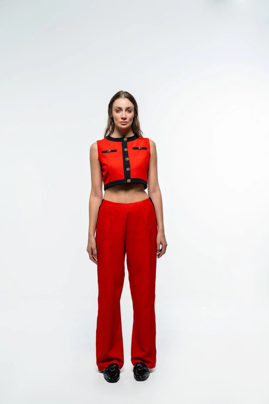 FORMAL RED TOP AND PANT CO-ORD SET