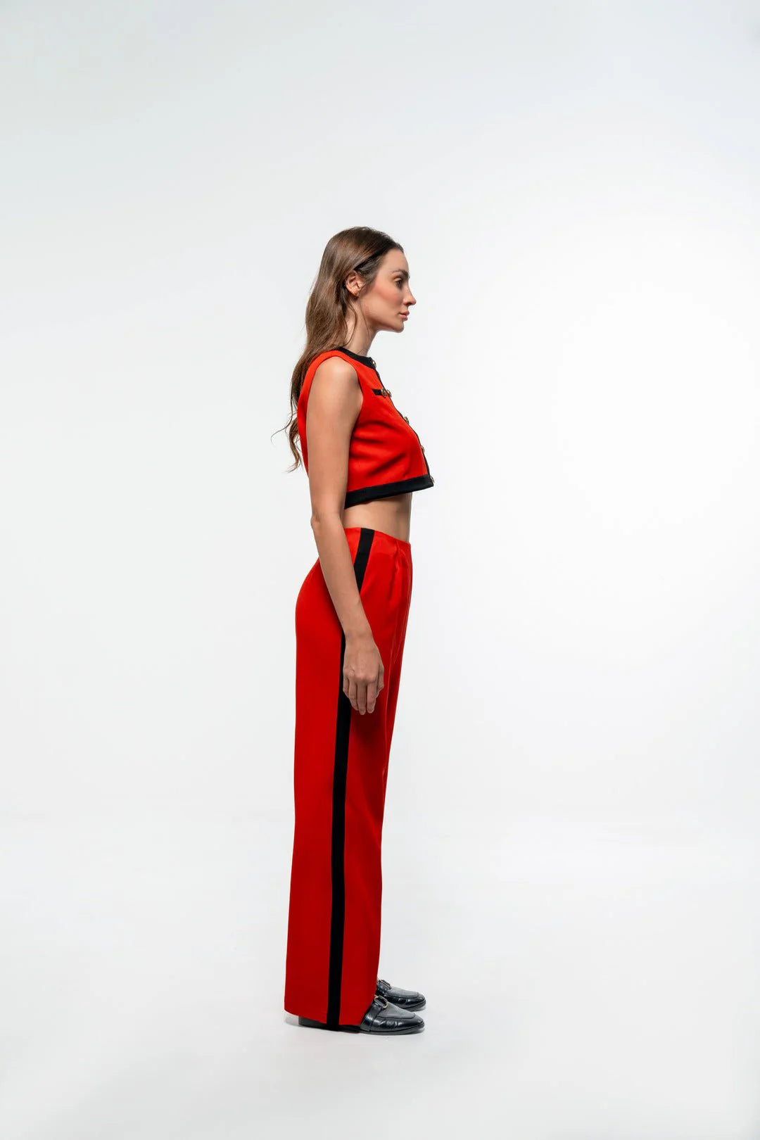 FORMAL RED TOP AND PANT CO-ORD SET