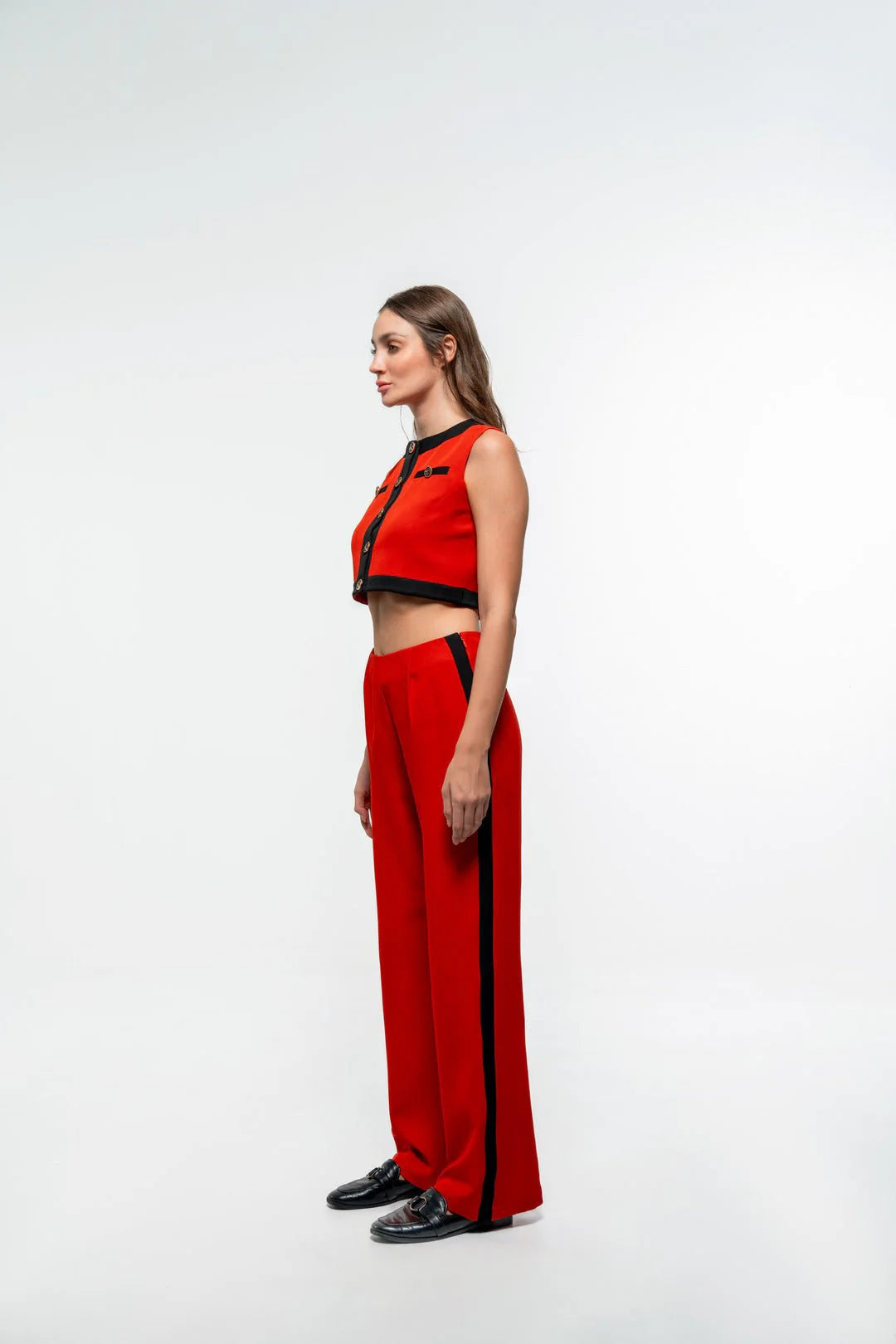 FORMAL RED TOP AND PANT CO-ORD SET